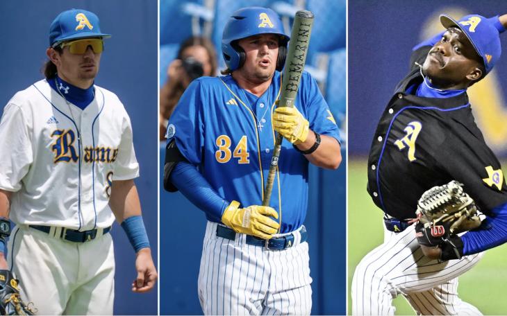 Angelo State Rams' Jacob Guerrero, Ethan Flodstrom and Nick Wilson