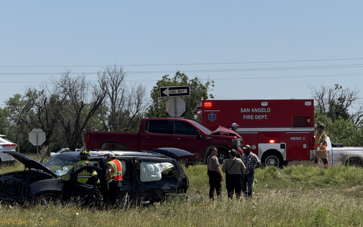 A two-vehicle crash on U.S. Highway 87 just north of San Angelo on Friday sent one person to the hospital.