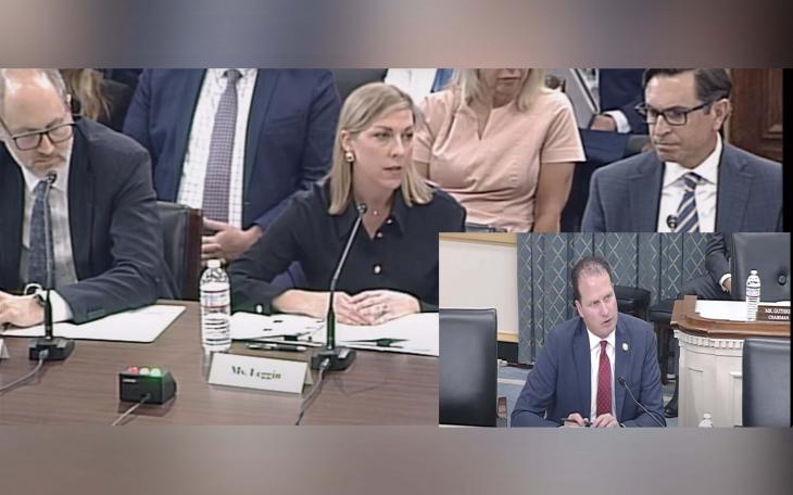 Congressman August Pfluger (bottom right) questions industry experts during a U.S. House Energy and Commerce Subcommittee hearing on illegal robocalls and robotexts. 
