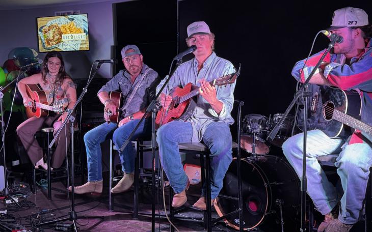 Headliners (L-R) Kat Hasty, Rich O'Toole, Cooper Hamilton (singing), and Sterling Elza.