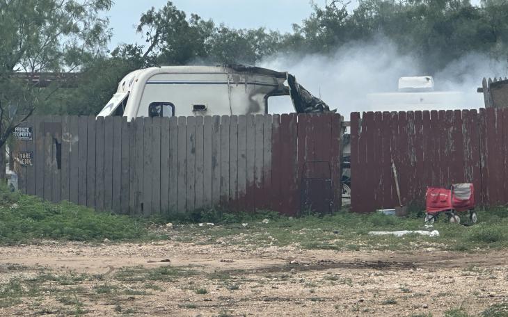 A camper trailer caught fire Tuesday in the back yard of a north San Angelo residence.