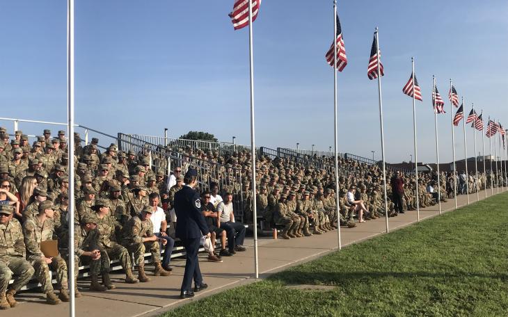 Hundreds of airmen were in attendance for the change of command ceremony at Goodfellow Air Force Base on Thursday, July 17, 2025.