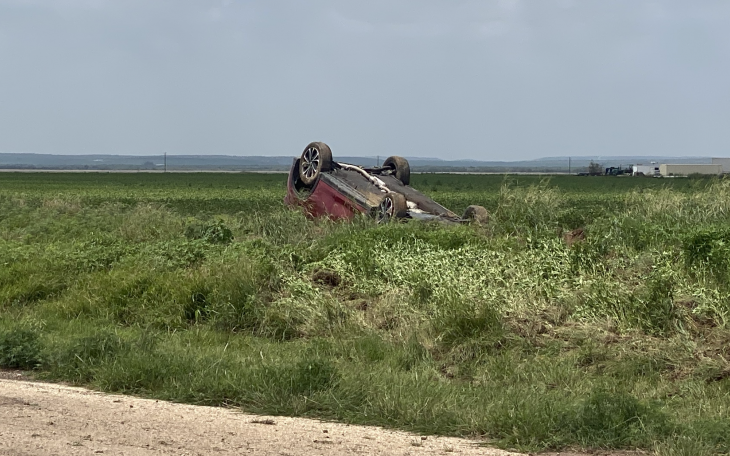 A 17-year-old girl flipped her car onto its roof Wednesday morning on a road outside Wall.