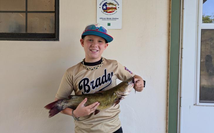 Cooper Owens reeled in a record-breaking channel catfish recently from the Concho River in San Angelo.