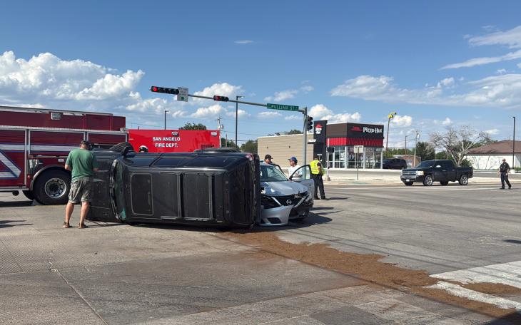 Two people involved in a rollover crash Wednesday afternoon in San Angelo managed to walk away unharmed.