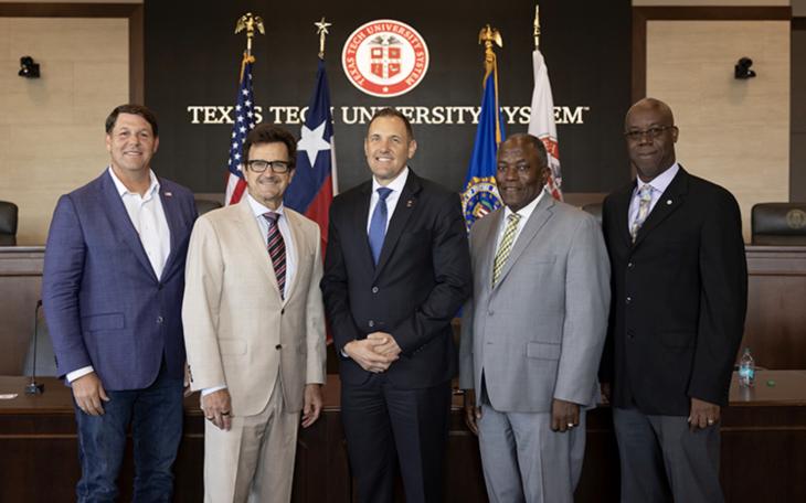 FBI Operations Director of the Criminal and Cyber Branch, B. Chad Yarbrough; U.S. Congressman Jodey Arrington; Texas Tech University (TTU) President Lawrence Schovanec, Ph.D.; Angelo State University (ASU) President Ronnie Hawkins; and TTU System Vice Chancellor of Innovation &amp; Collaboration Stephen Bayne, Ph.D.