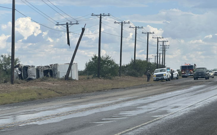 A rollover crash in Grape Creek on Thursday knocked out a utility pole and resulted in the driver being taken to the hospital.