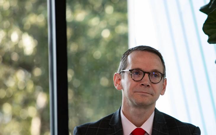 Texas Education Agency Commissioner Mike Morath, seen in Austin on Sept. 9, 2025, said in a statement that he would recommend a state board suspend the licenses of teachers who are disciplined for comments made on the death of Charlie Kirk.