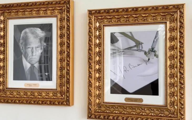 President Donald Trump took a shot at Joe Biden and his administration with the introduction of the Presidential Walk of Fame on Wednesday, which includes an autopen portrait of Biden.