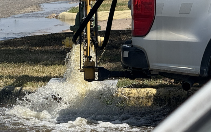 The City of San Angelo flushing the water system