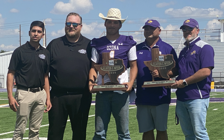 Jim Bass Ford Staff (L), Christian Villarreal (M), Ozona Coaches (R)