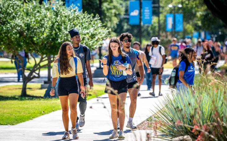 ASU students on the university mall. 