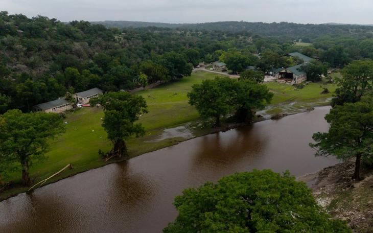 Camp Mystic along the banks of the Guadalupe River in Hunt on July 5, 2025, after deadly flood waters washed through the region.