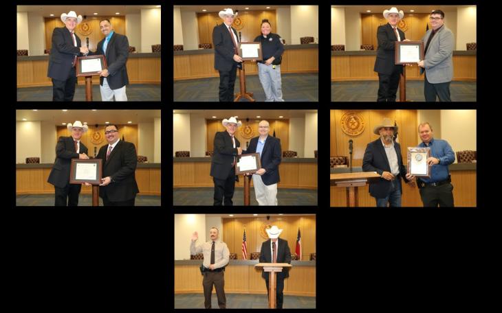 Deputy Eric Ballard was sworn in and Investigator Nick Hammer received a federal award during Monday’s Tom Green County Sheriff’s Office ceremony.