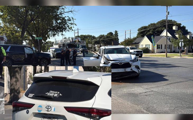 A Toyota Highlander with a rear window decal reading “Addicted to Scary Stuff” lived up to its slogan Friday after a close encounter with a Cadillac Escalade at the intersection of West Twohig Avenue and South Koenigheim Street.