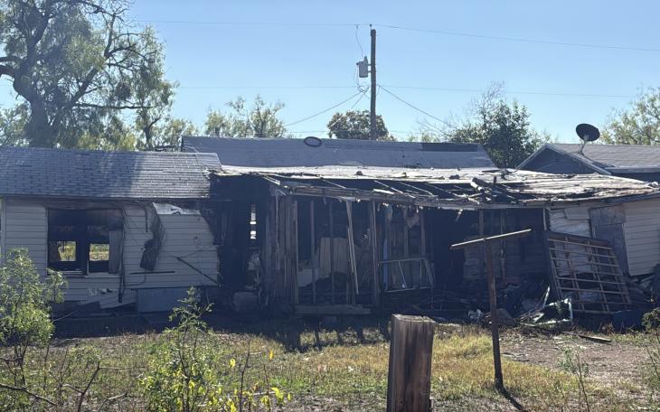 A shot from the backside of the house shows extensive damage after a strucure fire was called on Nov. 20, 2025. 