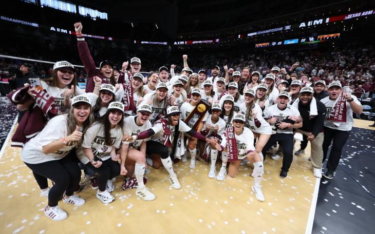 The Texas A&amp;M volleyball team swept Kentucky on Sunday to win the program’s first national title, completing a stunning run through the playoffs.