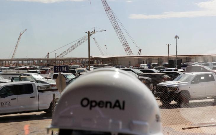 The steel frame of data centers under construction during a tour of the OpenAI data center in Abilene on Sept. 23, 2025. A total of eight data center buildings are planned to exist on the campus.