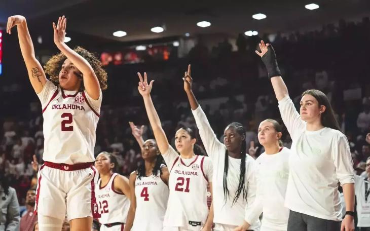 Oklahoma's Aaliyah Chavez drains a 3-pointer for the University of Oklahoma.