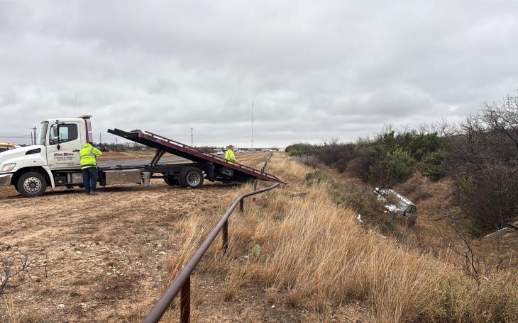 One person was taken to the hospital after their vehicle left the road Friday afternoon on US Highway 87 on the outskirts of San Angelo.