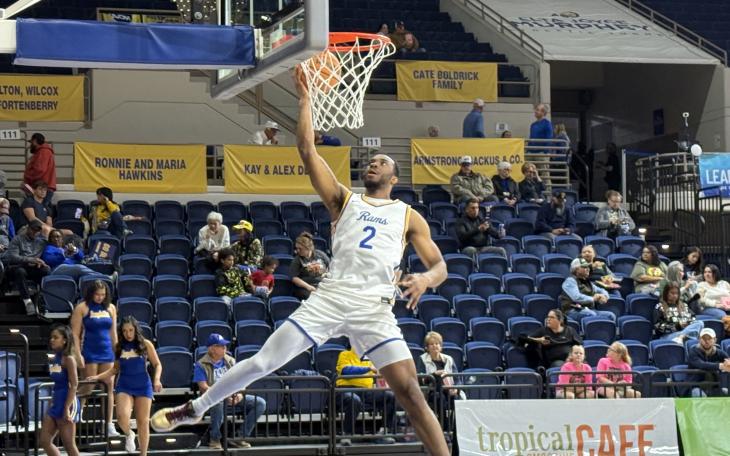 Angelo State's Jhordan Ryan in action against UT Dallas
