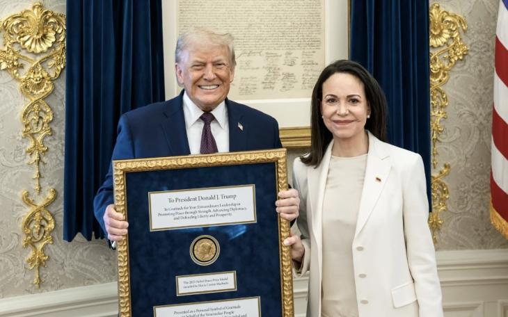 President Donald Trump and Venezuela's Opposition Leader Maria Corina Machado