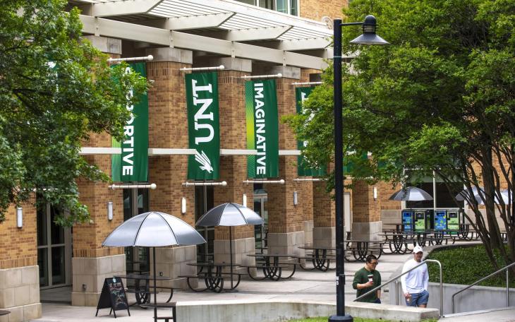 The student union at the University of North Texas campus in Denton on May 8, 2020.