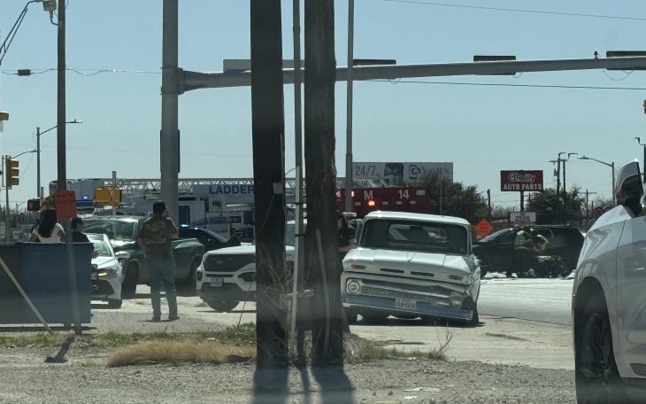 A two-vehicle crash has shut down the intersection of Bryant Boulevard and Avenue N, sending at least one person to the hospital.