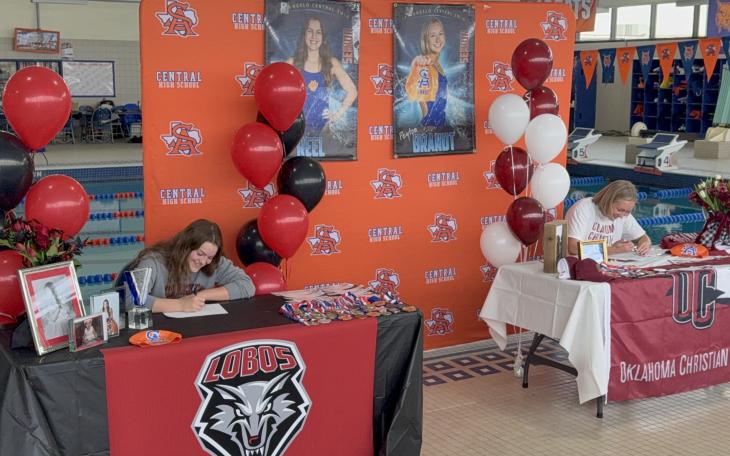 Central's Elsa Reel and Peyton Brandt sign to swim at the collegiate level.