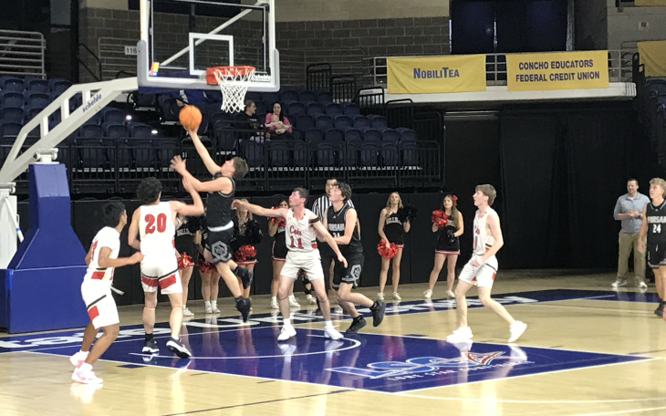 Forsan's Halen Kemper drives for a tough layup against Ballinger in their first-round playoff game Monday, Feb. 23, 2026.
