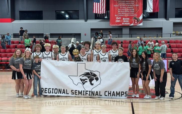 The Water Valley Wildcats celebrate after their regional semifinal win over Hamlin on Tuesday, March 3, 2026.