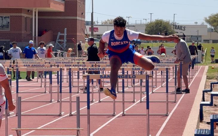 Athletes compete in the 110 hurdles during the 66th annual San Angelo Relays on Friday, March 13, 2026.