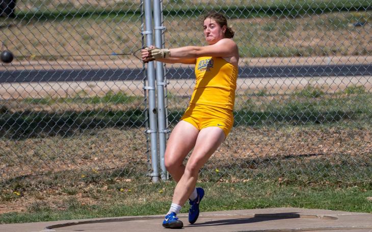 Angelo State's Marie Schuler set a meet record in the hammer throw with a mark of 60.96 meters (200 feet) at the 2026 David Noble Relays.