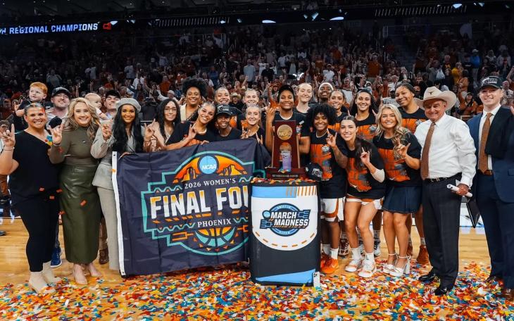 The University of Texas women's basketball team is in the Final Four for the fifth time in program history after a resounding win over Michigan on Monday.