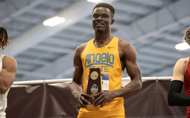 After winning two national titles, Angelo State's William Opare was named the South Central Regional Indoor Track Athlete of the Year.
