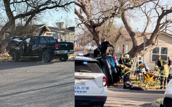 Rollover crash at N Campus Blvd &amp; Coleman St in San Angelo on March 13, 2026.