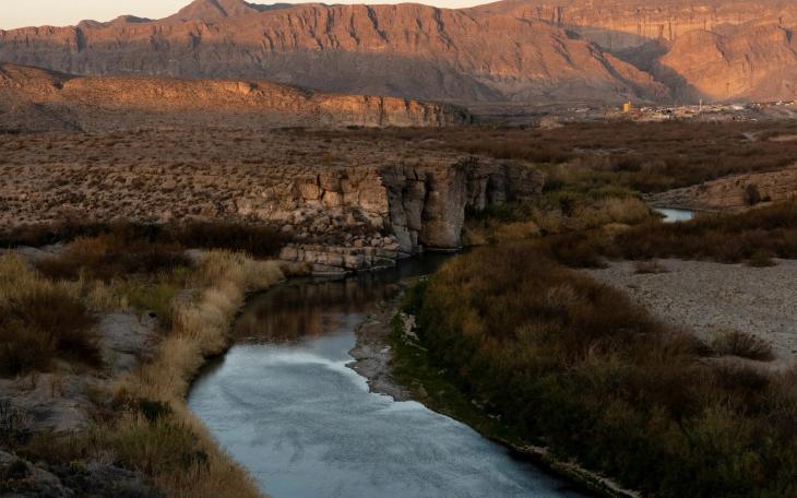 The sun sets over the Rio Grande in Big Bend National Park on Feb. 22, 2025.