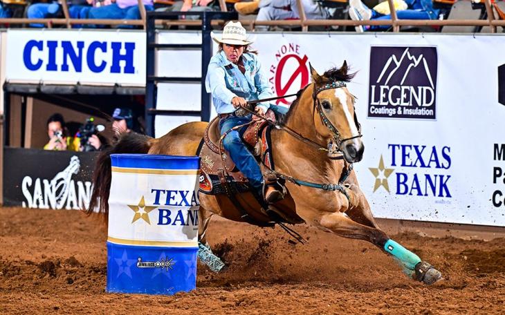 Barrel racer Shelley Morgan competes at the San Angelo Rodeo on Saturday, April 11, 2026.