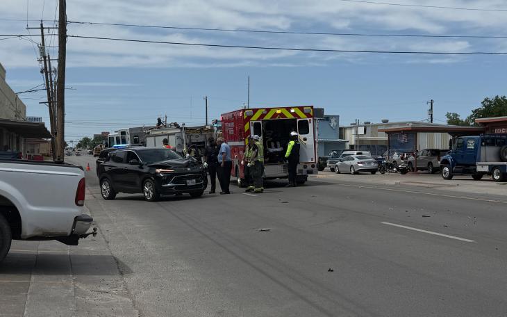 A two-vehicle crash on North Chadbourne Street on Monday resulted in a woman being taken to the hospital.