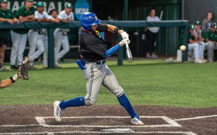 Angelo State's Austin Beck takes a swing during the 2026 baseball season.