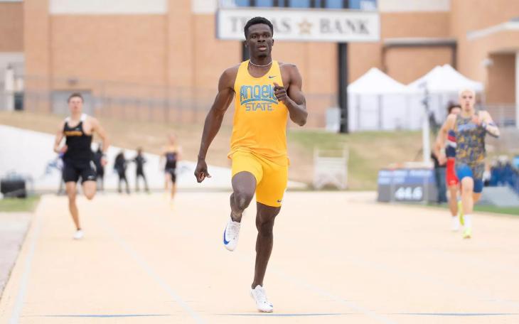 Angelo State's William Opare competes during the David Noble Relays.