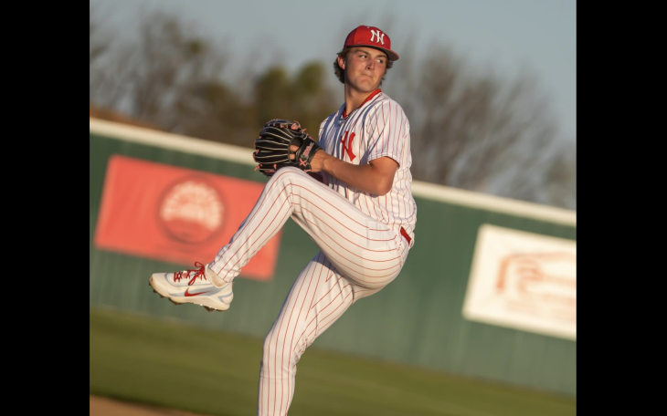 Jim Ned's Cash Gwinn winds up during the 2026 baseball season.