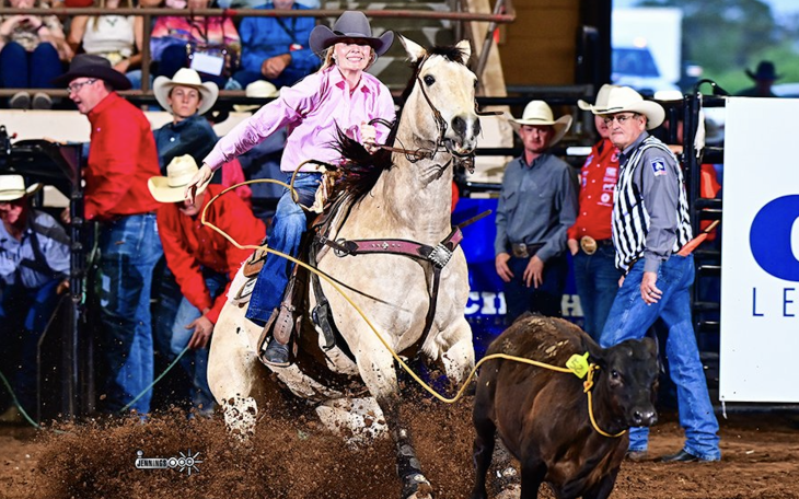 Hawley's Megan Powell had the top time in the second round of breakaway roping Friday at the San Angelo Rodeo.