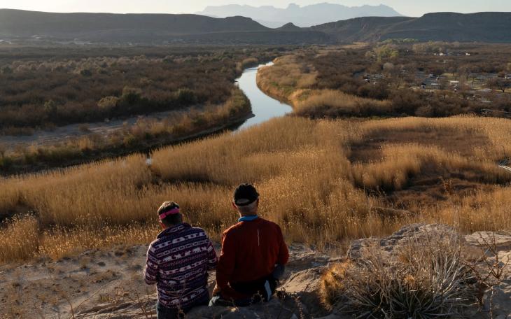 Visitors at Texas' Big Bend National Park look toward the Rio Grande separating Mexico and the United States on Feb. 22, 2025.