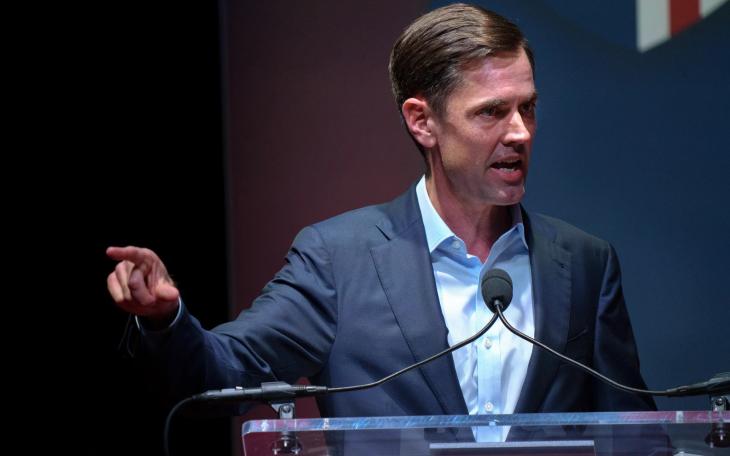 State Sen. Mayes Middleton, R-Galveston, speaks at a debate hosted by the Republican Attorneys General Association (RAGA) at the Grenada Theater in Dallas on February 17, 2026.