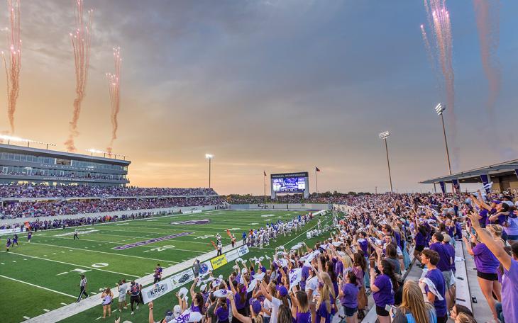 Fireworks signal a Wildcat touchdown in the 24-3 Grand Opening win against  Southland Conference rival Houston Baptist University on Sept. 16, 2017.