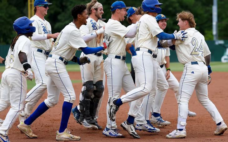 The Angelo State baseball team was no-hit but still found a way to win Thursday in the quarterfinal round of the Lone Star Conference Championships.