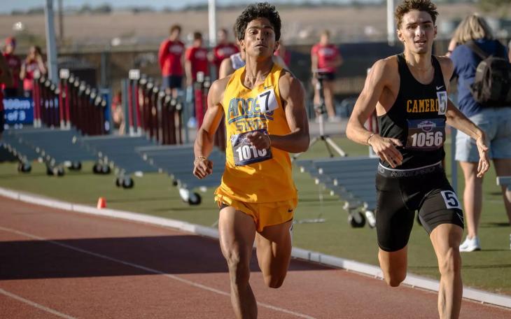 Angelo State's Francis Patanpatan competes during the 2026 Lone Star Conference Track and Field Meet.