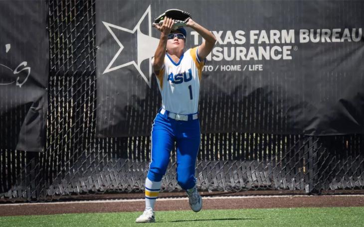 Angelo State's Karli Manney makes a catch during the 2026 softball season.