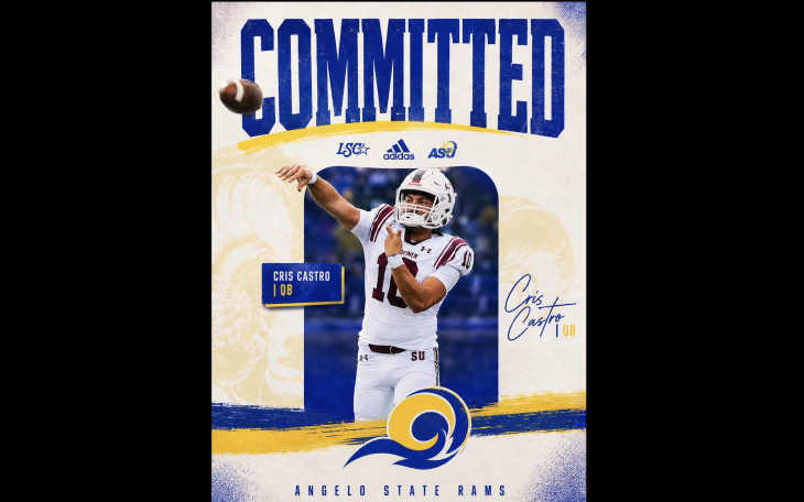 Quarterback Cristian Castro, who graduated from TLCA San Angelo last year, has transferred to Angelo State University.
